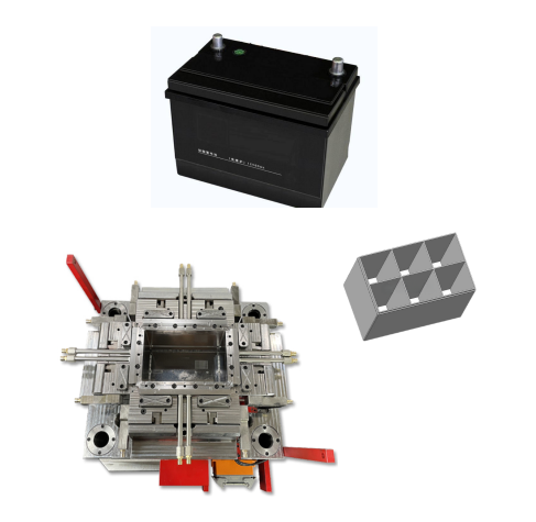 Form för bilbatteribehållare